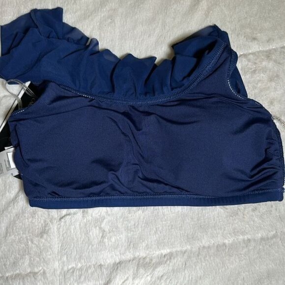 Carmen Marc Valvo Women's Mesh Ruffle Midnight Blue Bikini Top size Medium NEW - Picture 13 of 16